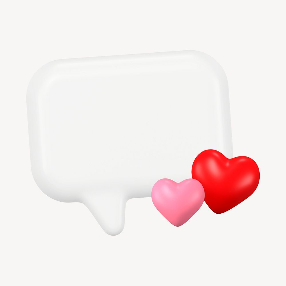 3D speech bubble, online dating concept illustration psd