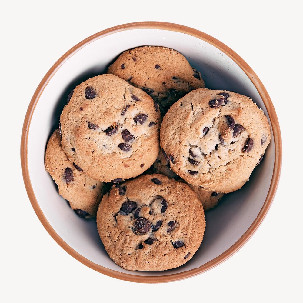 Chocolate chips cookies isolated object