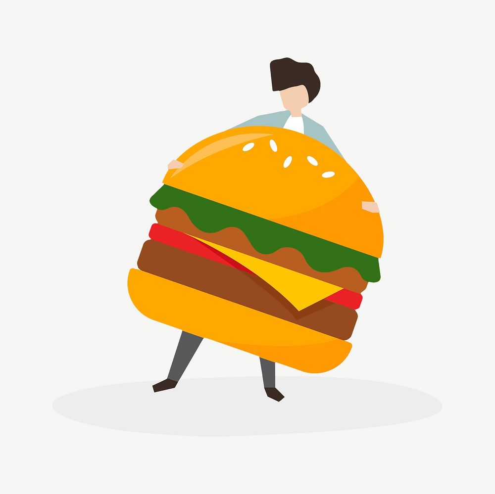 Cute simple hamburger illustration psd