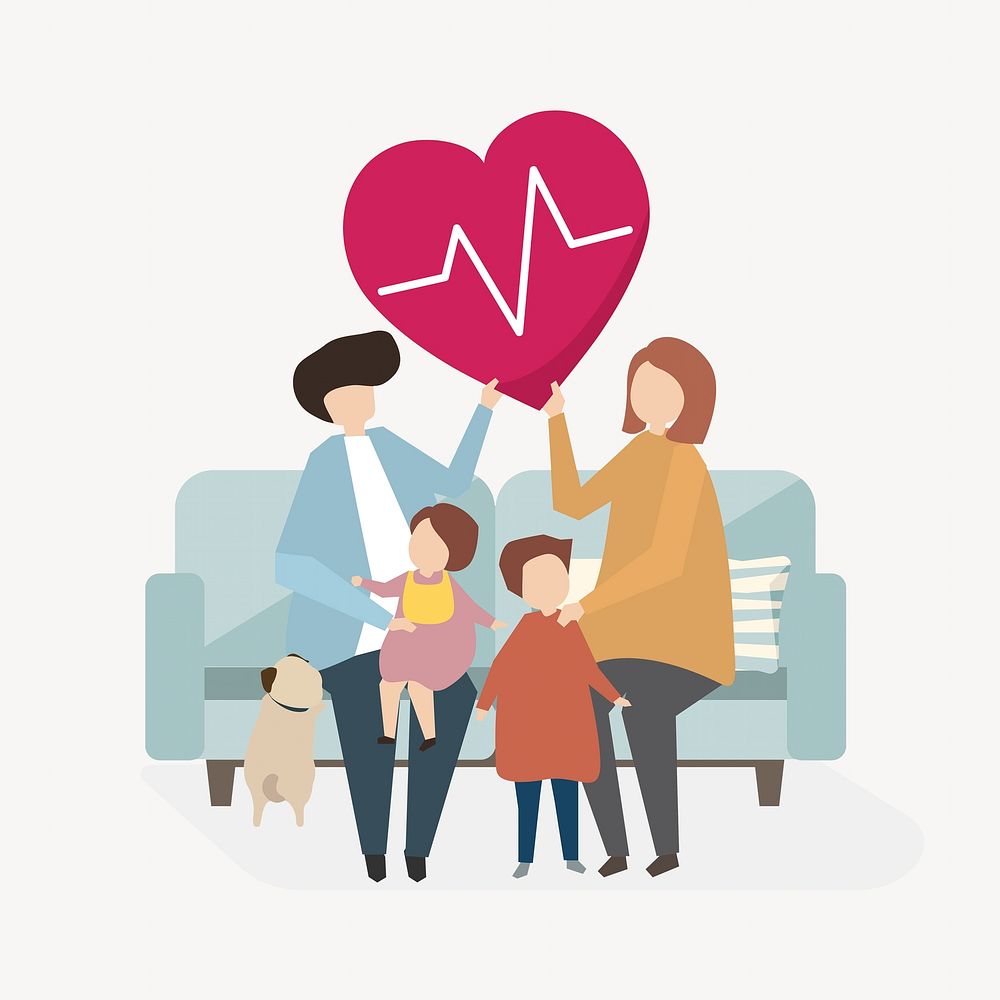 Family healthcare insurance isolated image