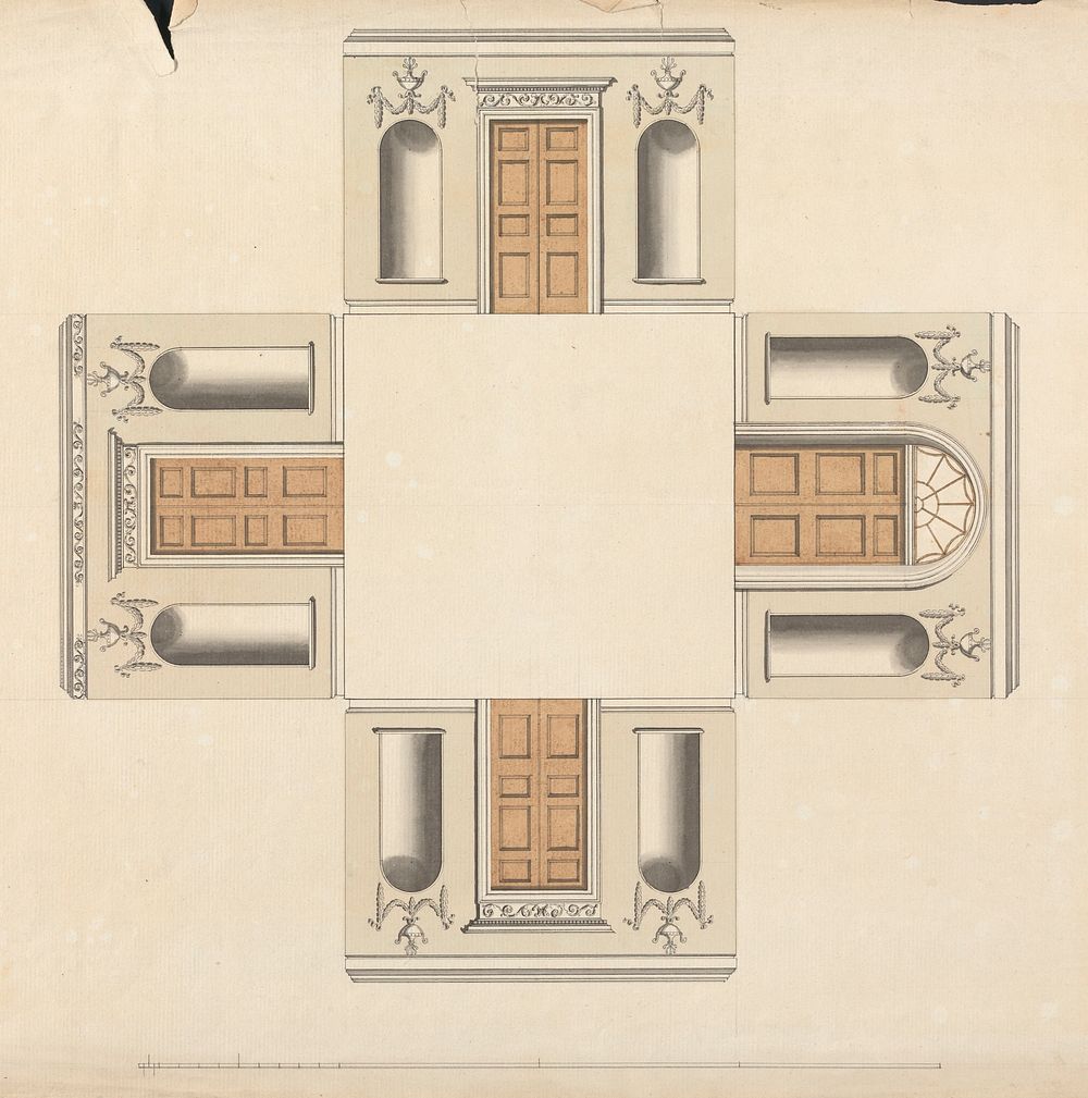 Cobham Hall, Kent: Section of a Hallway with Four Doors by James Wyatt