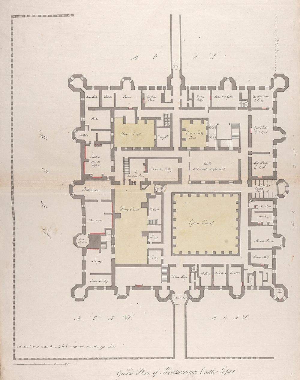 Herstmonceux Castle, East Sussex: Ground Plan by James Lambert of Lewes