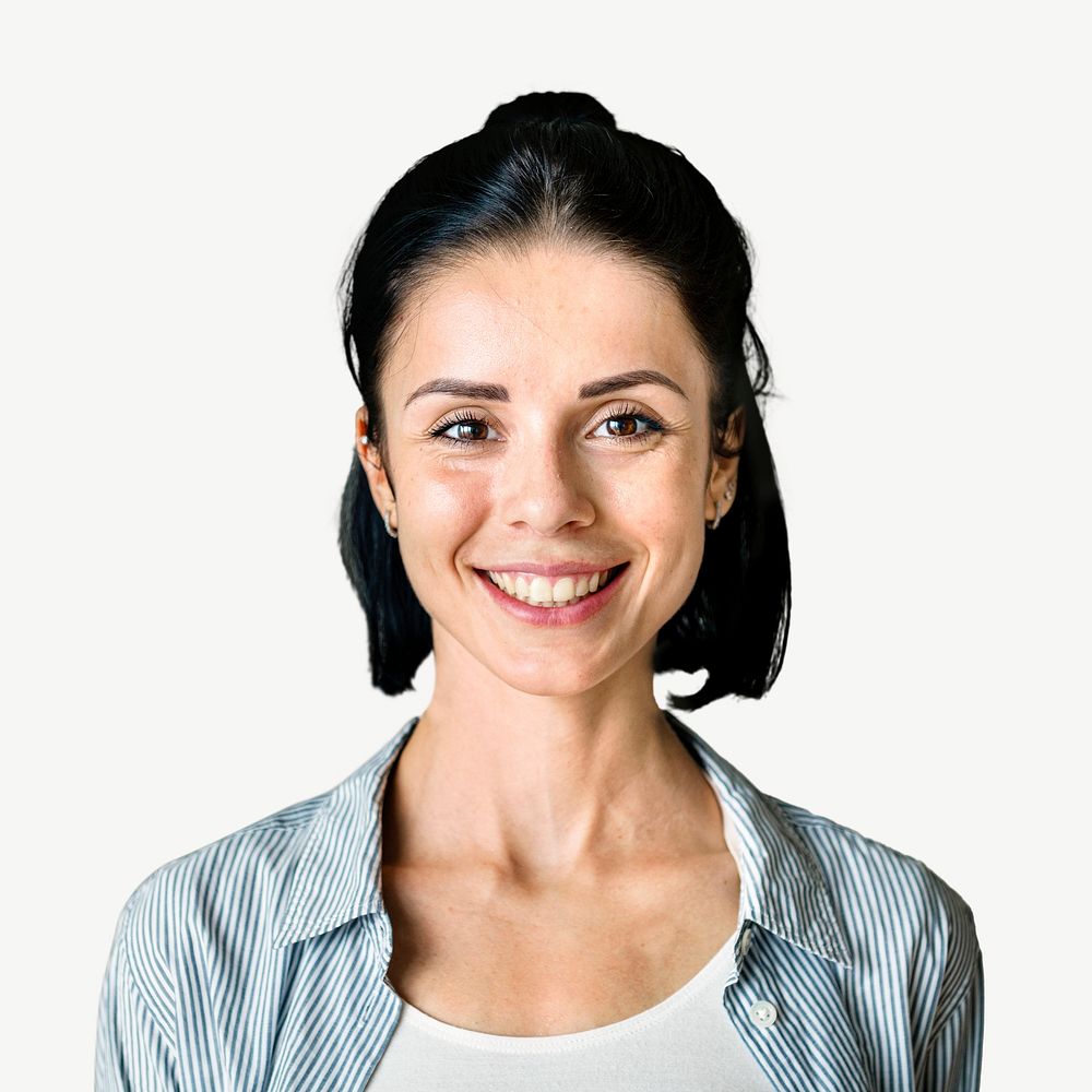 Caucasian woman smiling collage element psd