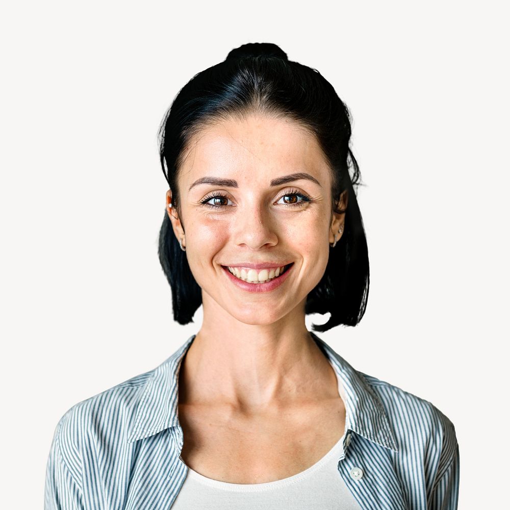 Caucasian woman smiling, isolated image