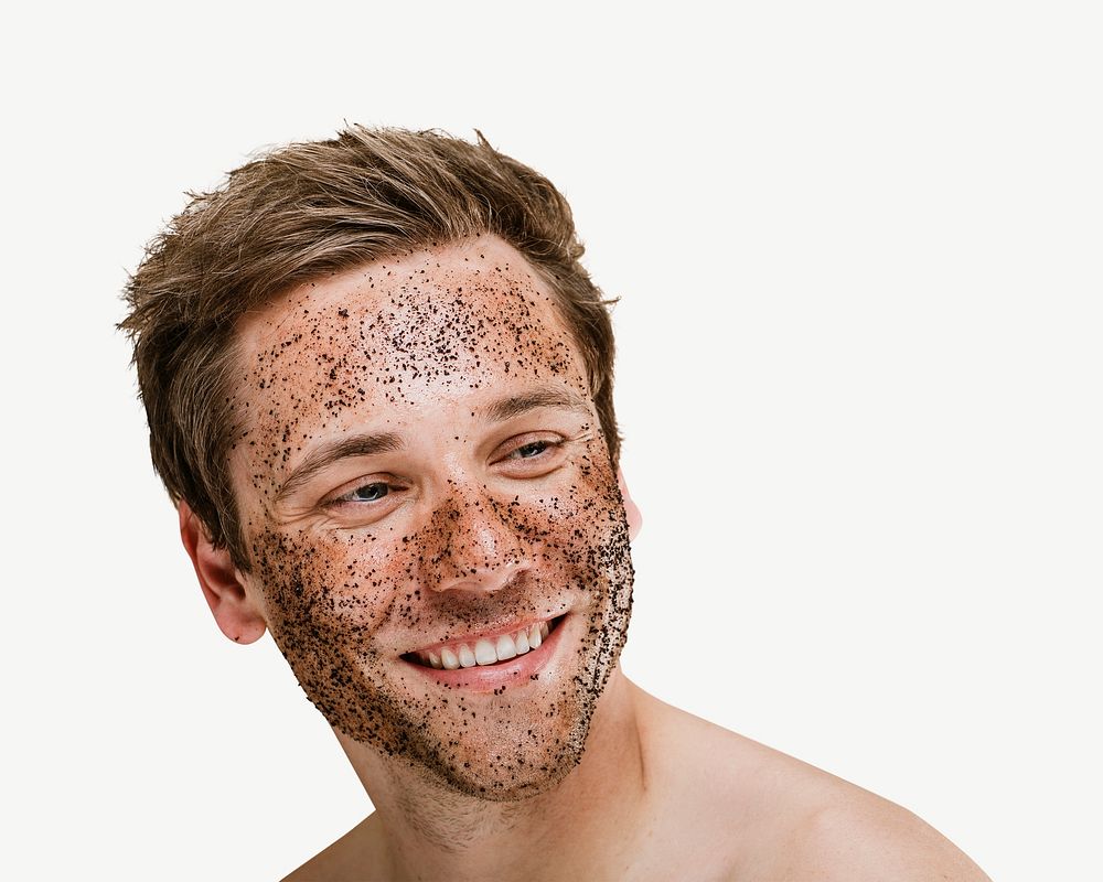 Men's face scrub collage element psd
