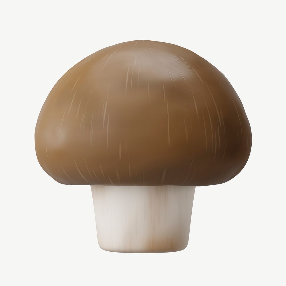 3D mushroom vegetable, collage element psd