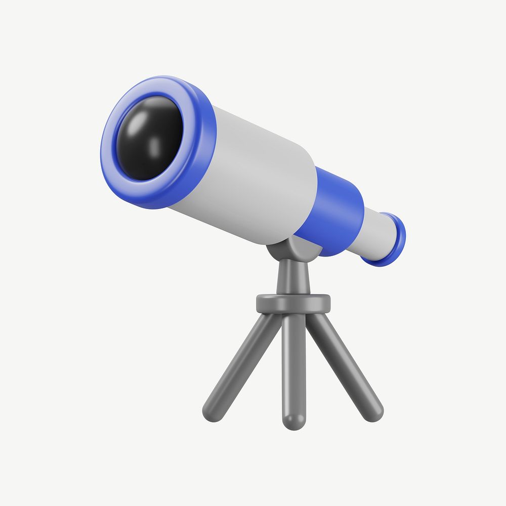 3D astronomy telescope, collage element psd