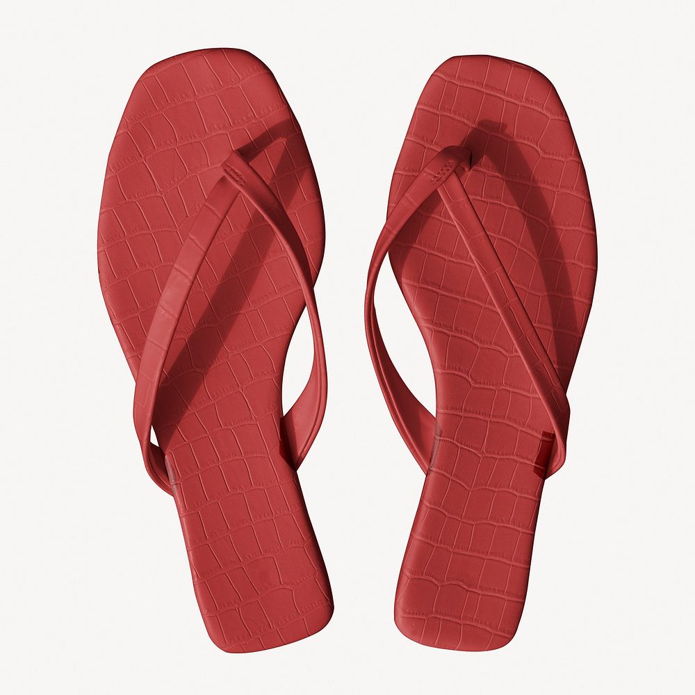 Red sandals shoe flat lay