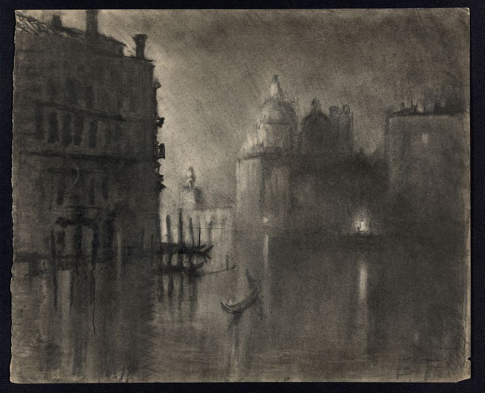 The salute from Grand Canal (ca. 1905) drawing in high resolution by Joseph Pennell.