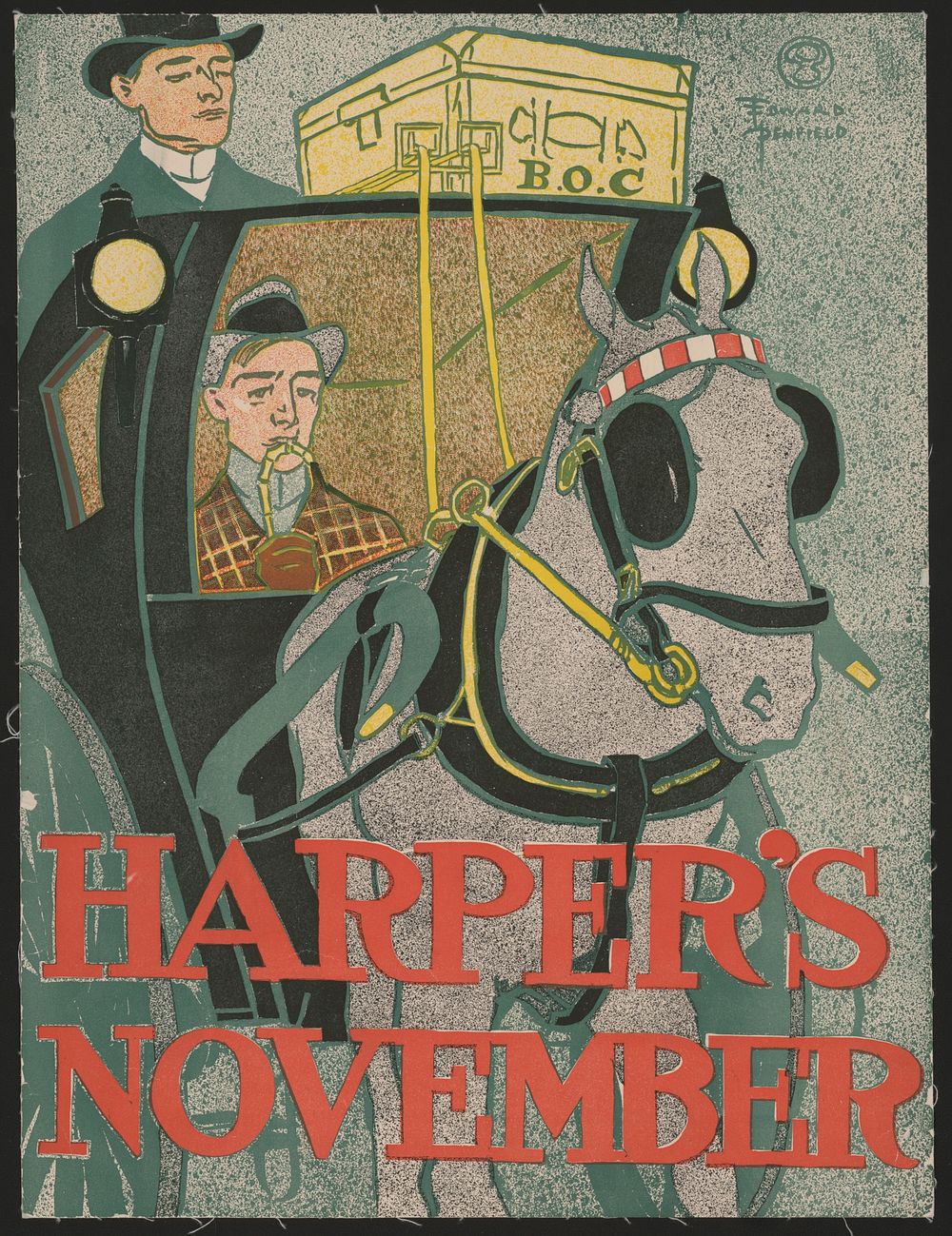 Man in carriage (1896) print in high resolution by Edward Penfield. 