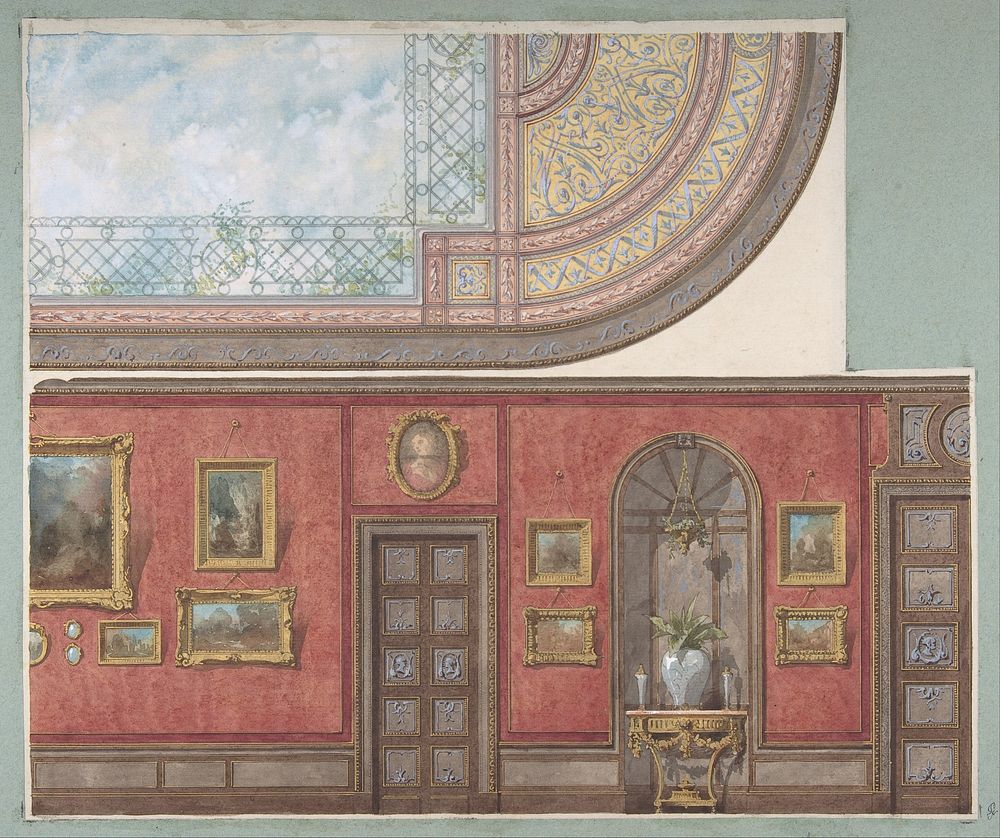 Design for Gallery Elevation and Ceiling, Hôtel Cottier by Jules Lachaise and Eugène Pierre Gourdet