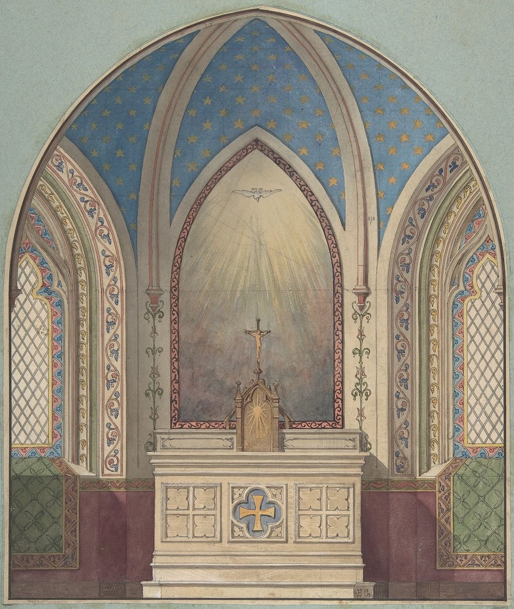 Design for Altar, Saint Clotilde by Jules Lachaise and Eugène Pierre Gourdet