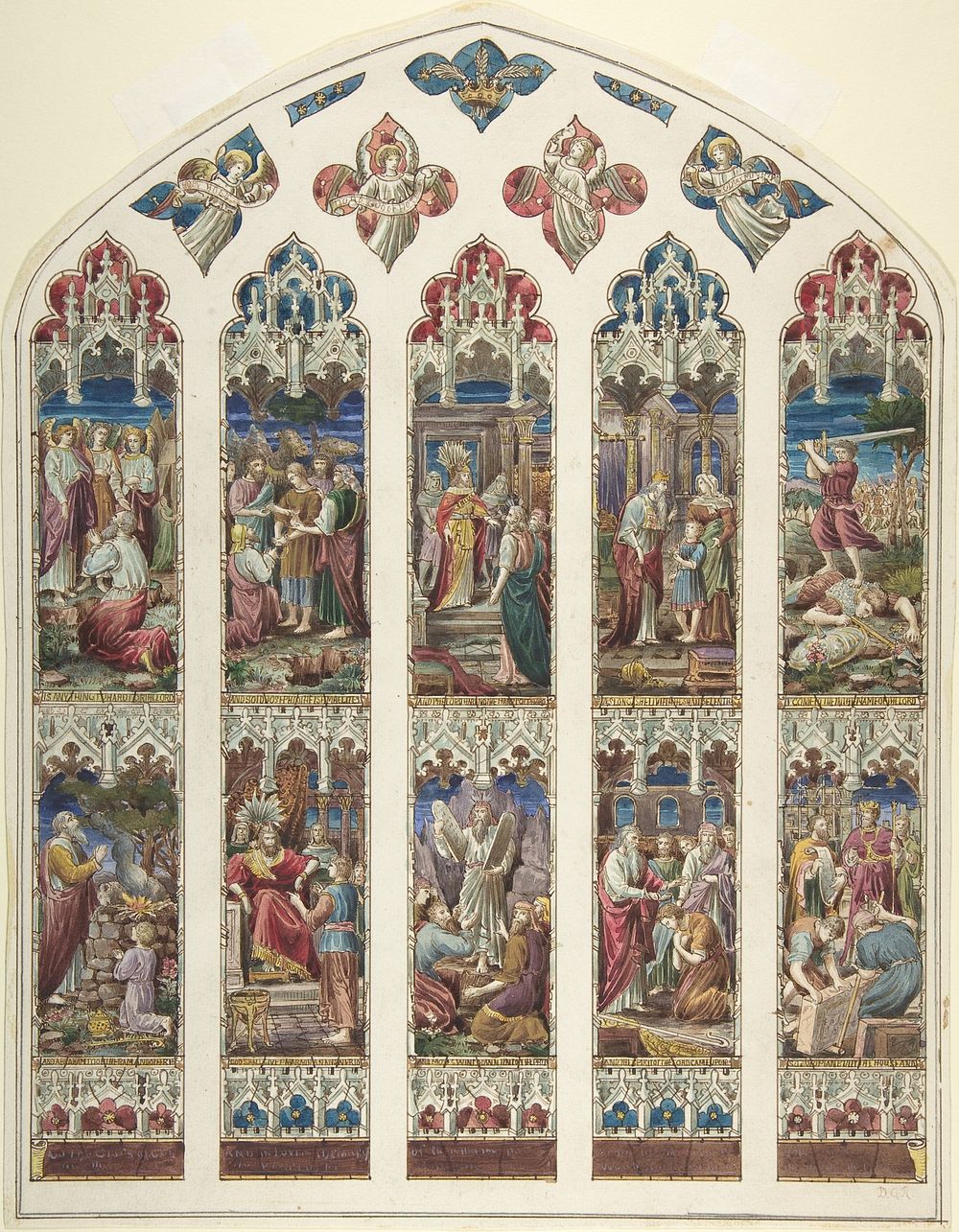 Design for Old Testament Window attributed to Dante Gabriel Rossetti 