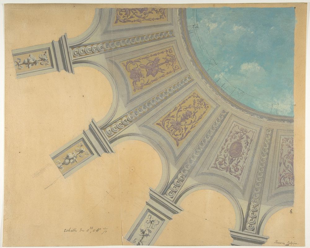 Design for a decorated dome in the Peruviez residence, Belgium by Jules-Edmond-Charles Lachaise and Eugène-Pierre Gourdet