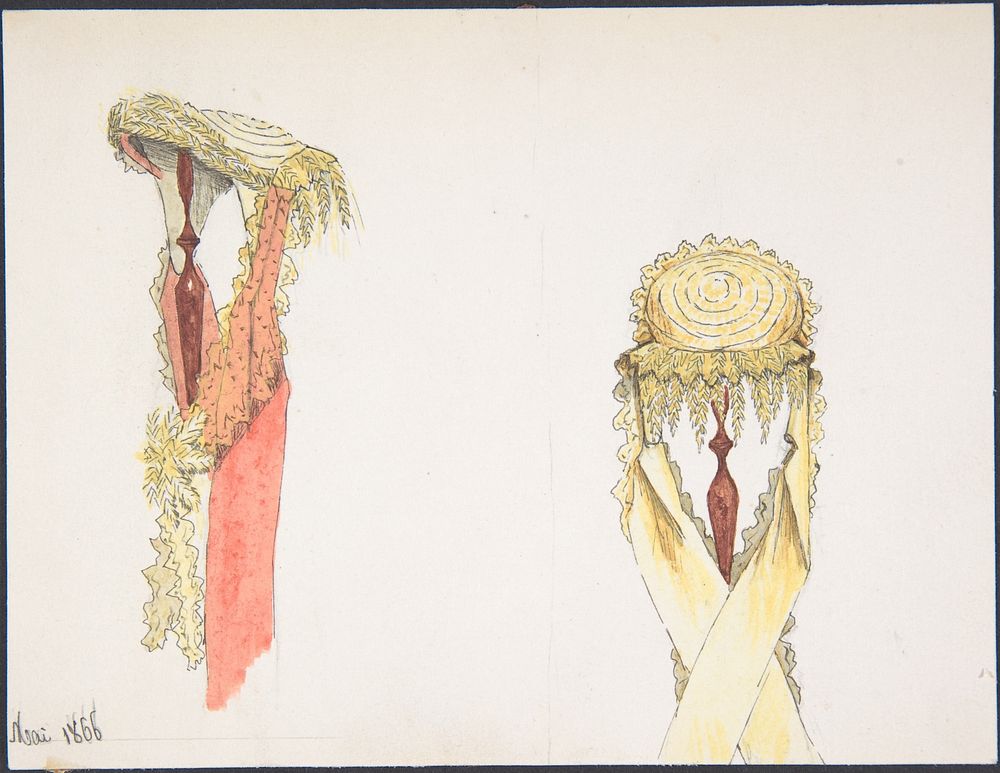 Two Views (Side and Front) of a Hat on a Stand by Auguste F&eacute;lix