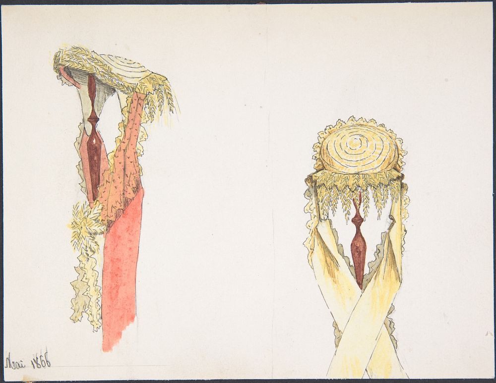 Two Views (Side and Front) of a Hat on a Stand by Auguste Félix