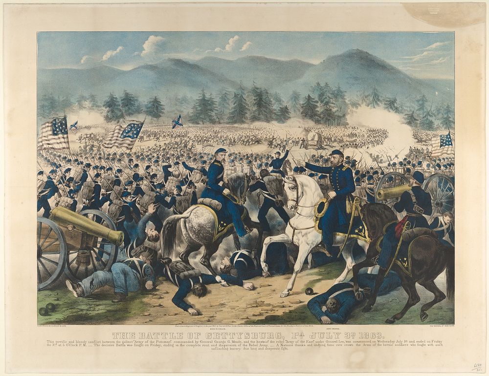 The Battle of Gettysburg, Pa., July 3rd, 1863, publisher Currier & Ives