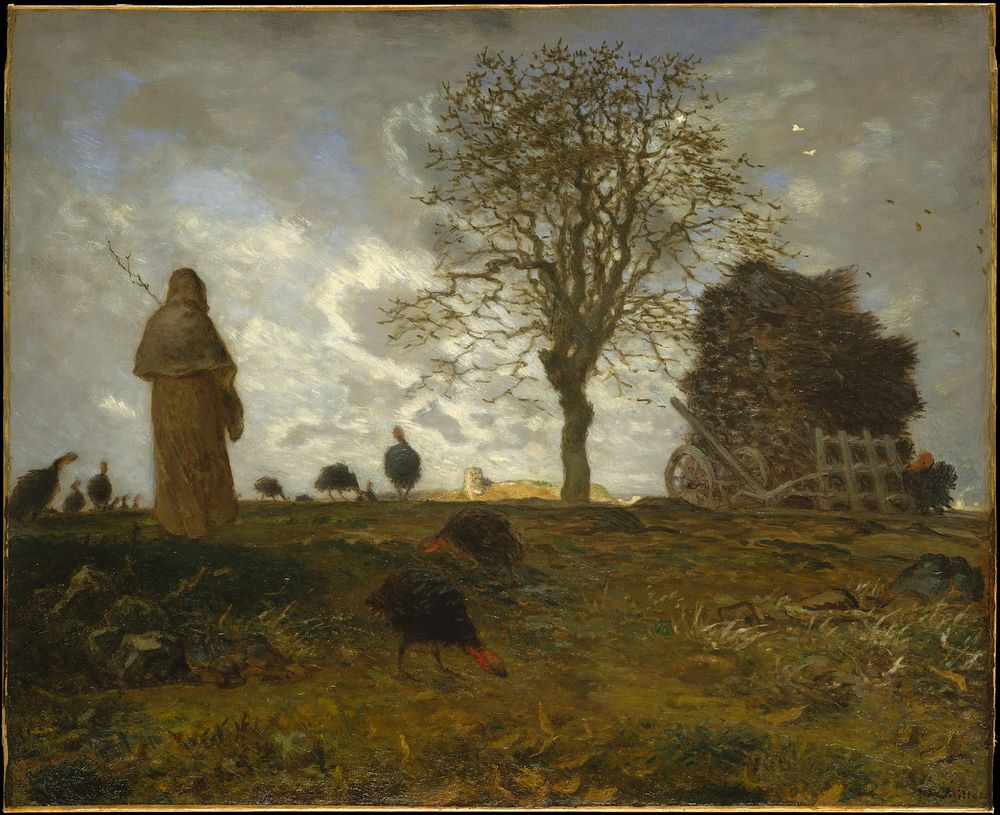 Autumn Landscape with a Flock of Turkeys by Jean-François Millet