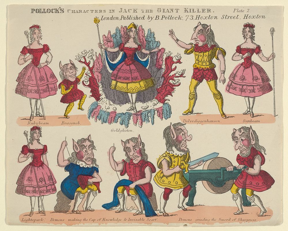 Characters, from 'Jack the Giant Killer', Plate 2 for a Toy Theater, Benjamin Pollock (publisher)