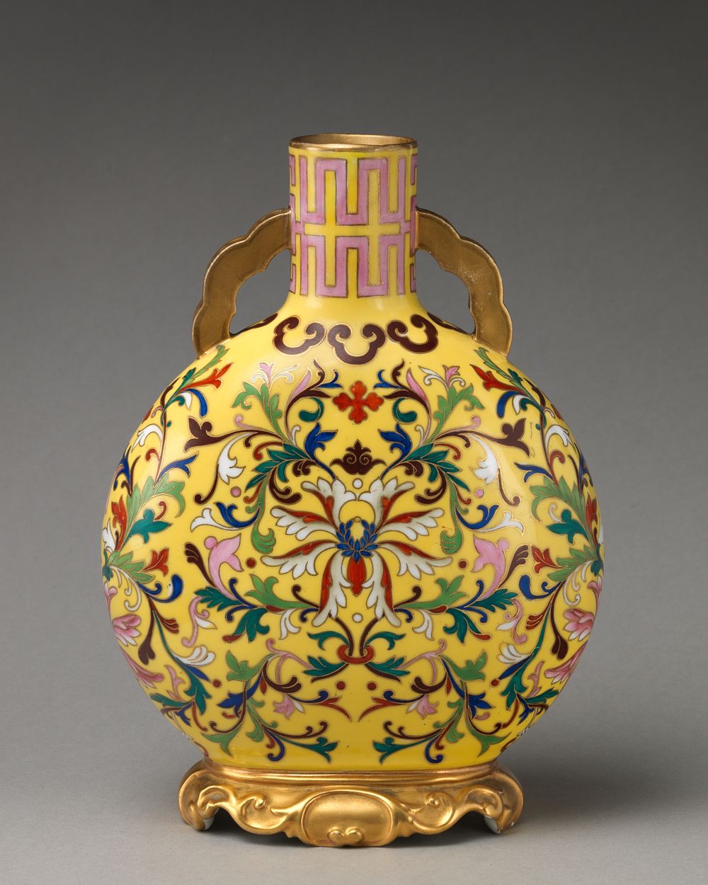 Yellow moon flask with cloisonné" decoration