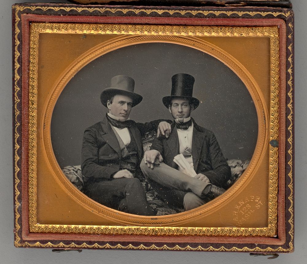 Untitled (Portrait of Two Seated Men Wearing Top Hats)