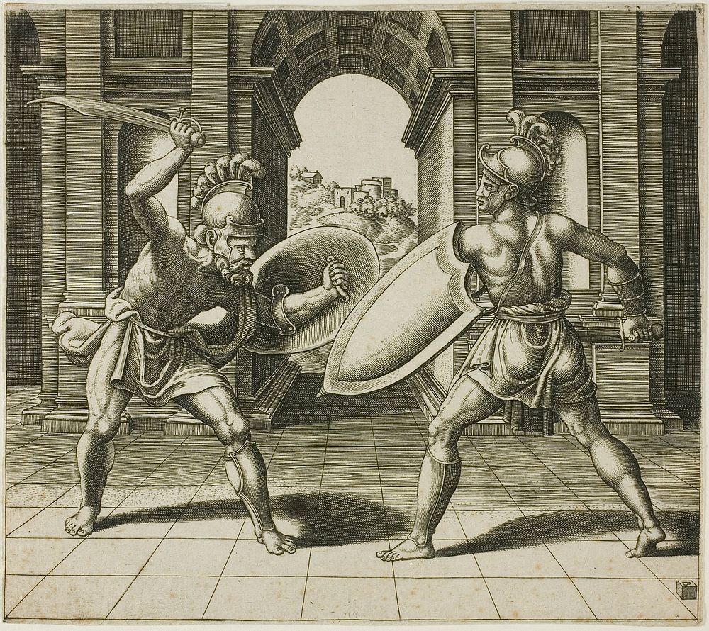 The Two Gladiators by Master of the Die