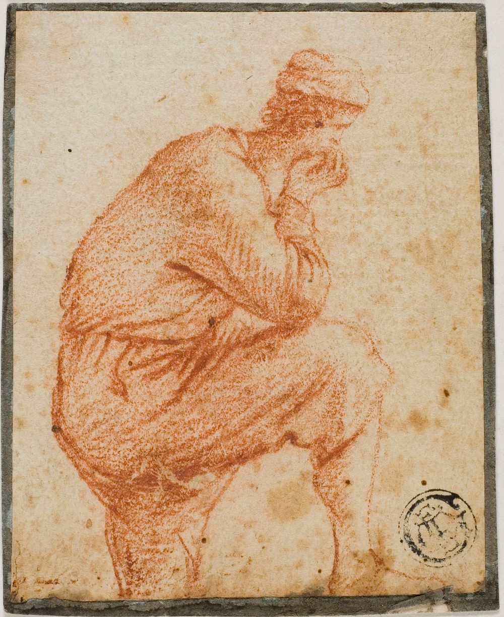 Young Man in Profile with Chin in Hand, Leaning on Raised Knee by Filippo Napoletano