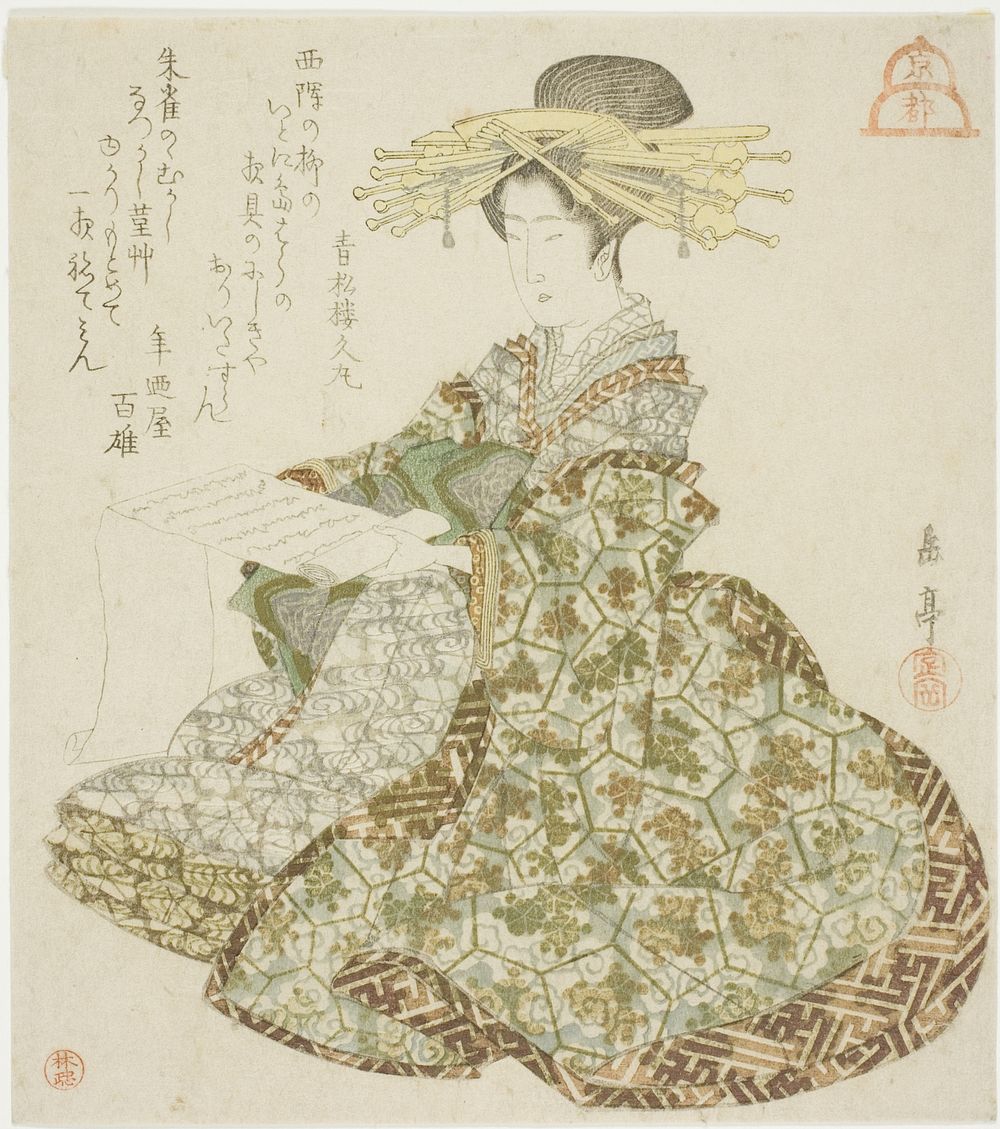 Kyoto: Courtesan of the Shimabara, from an untitled series of the three capitals by Yashima Gakutei