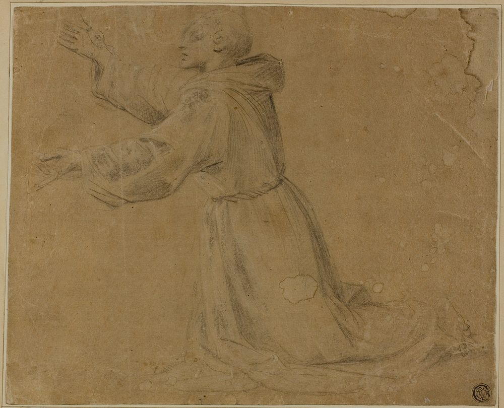 Kneeling Monastic Saint with Raised Arms by Circle of Giovanni Antonio di Francesco Sogliani