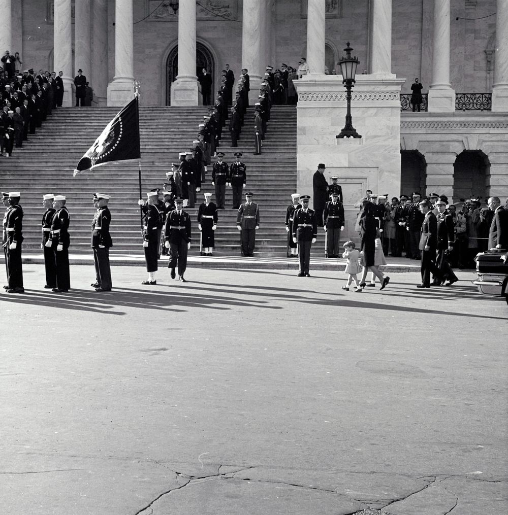 John F. Kennedy Lying in State November 24, 1963Mrs. Kennedy and family arrive at the Capitol for Lying in State of…