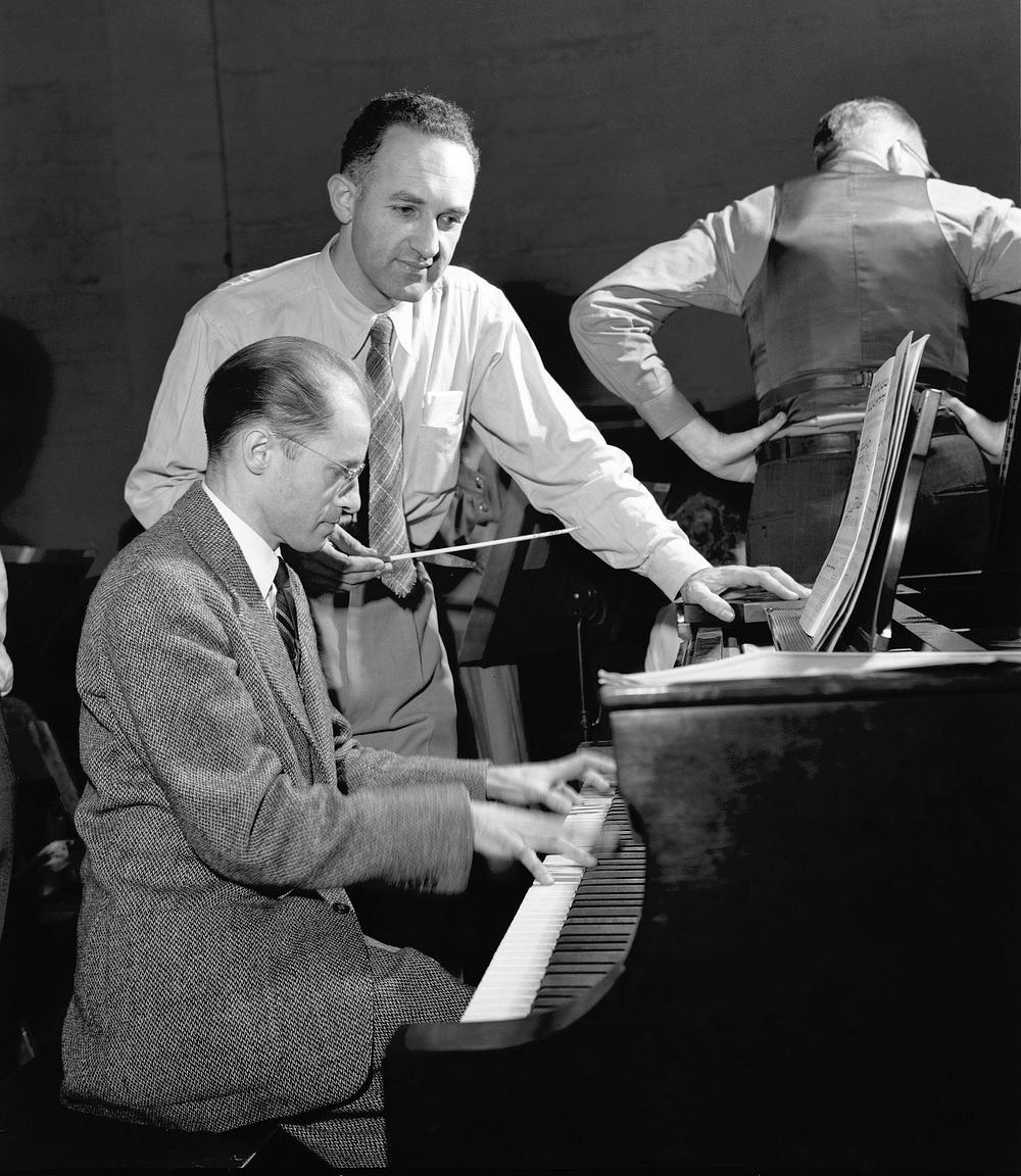Prof. Albert Schmid on piano & Dr. Waldo Cohn 1948 Oak Ridge