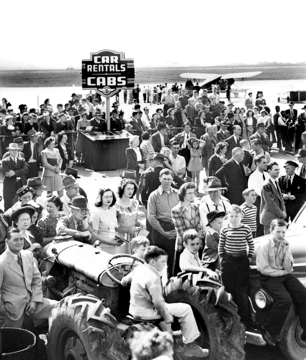 Crowd at Christening of "Sunday Punch" Mitchell B-25 Bomber 1945 McGhee Tyson Air Port