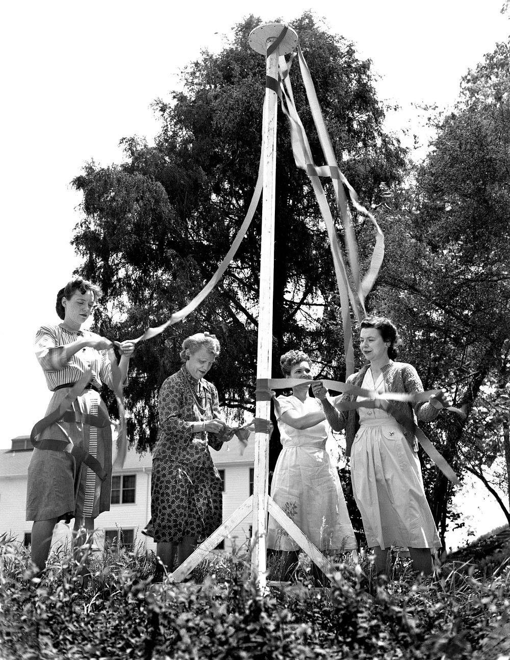 Womens Club Working on Maypole 1947 Oak Ridge