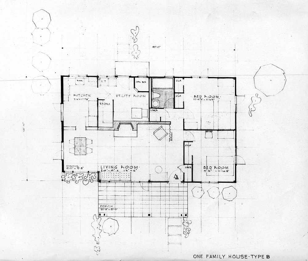 Type B house Plans Oak Ridge 1940s.