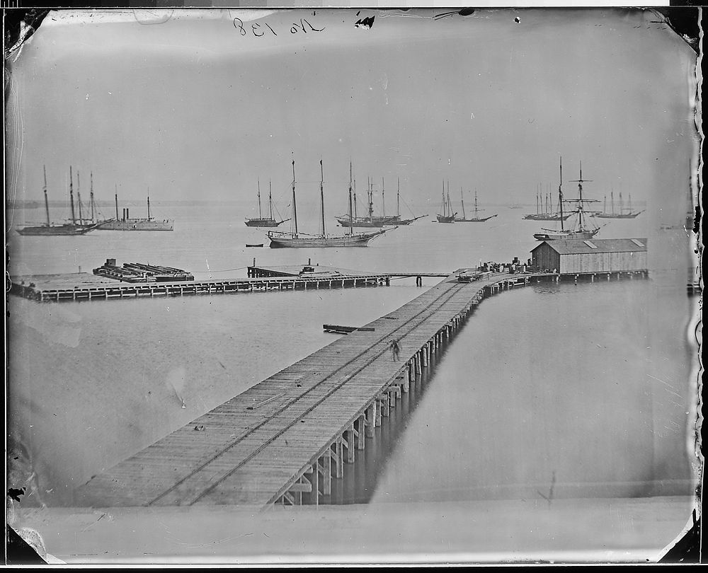 Wharf at City Point, 1864-5. Photographer: Brady, Mathew, 1823 (ca.) - 1896. Original public domain image from Flickr