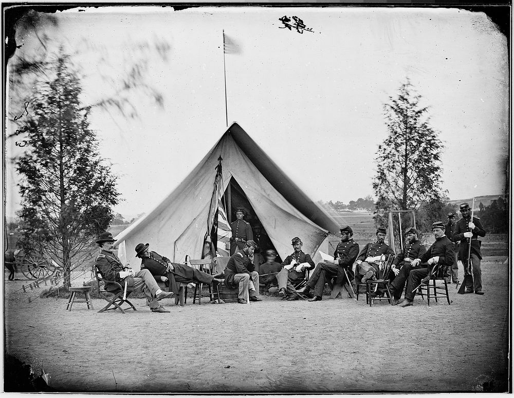Regimental headquarters. Photographer: Brady, Mathew, 1823 (ca.) - 1896. Original public domain image from Flickr