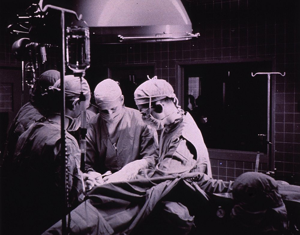Open-heart surgery, NIH, 1955. Original public domain image from Flickr