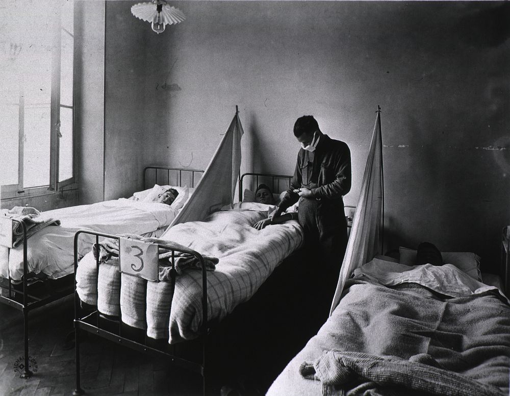 U. S. Army Camp Hospital Number 45, Aix-les-Bain, France: Isolation ward, one of the four wards of building on right of…