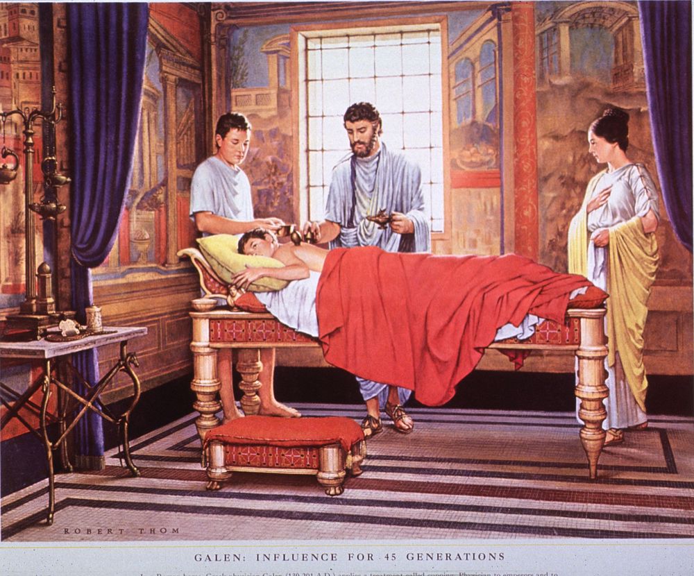 History of medicine in pictures: Galen cupping a patient. Original public domain image from Flickr