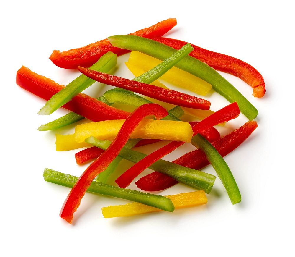1/2 cup green, red, and yellow bell pepper strips (1/2 cup vegetables).