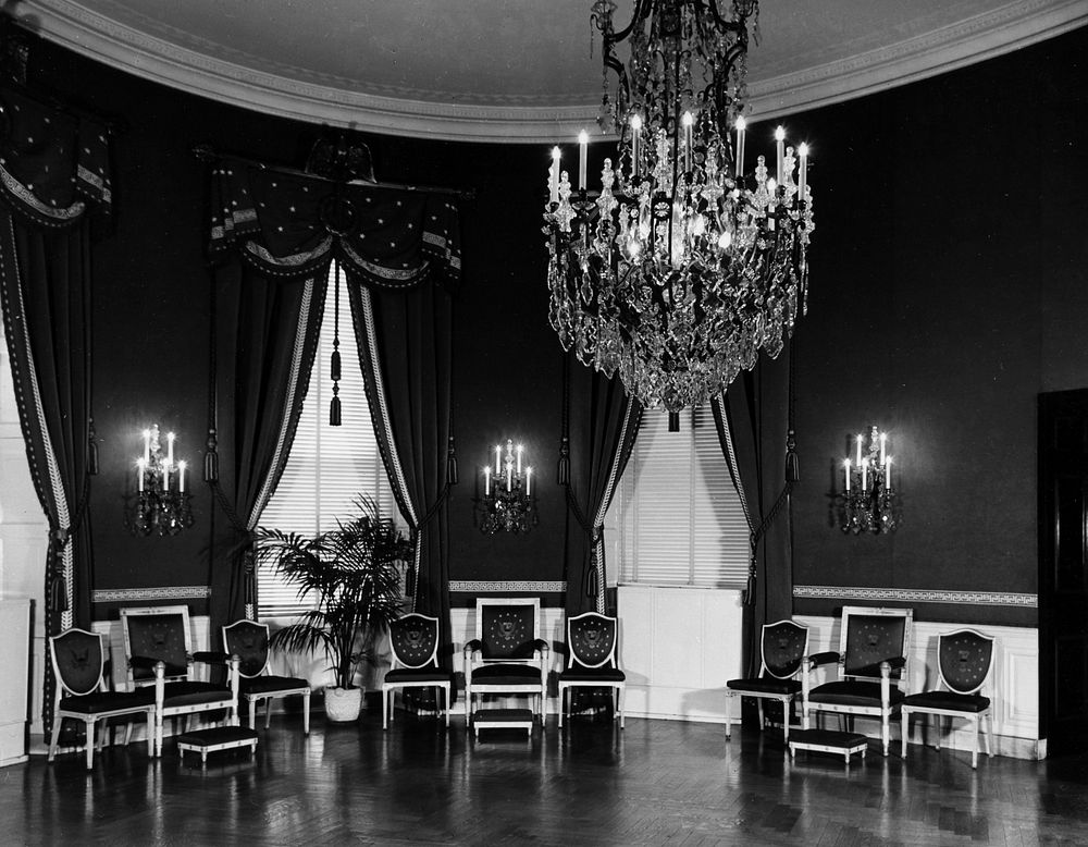 White House Blue Room, 11/13/1947. Original public domain image from Flickr