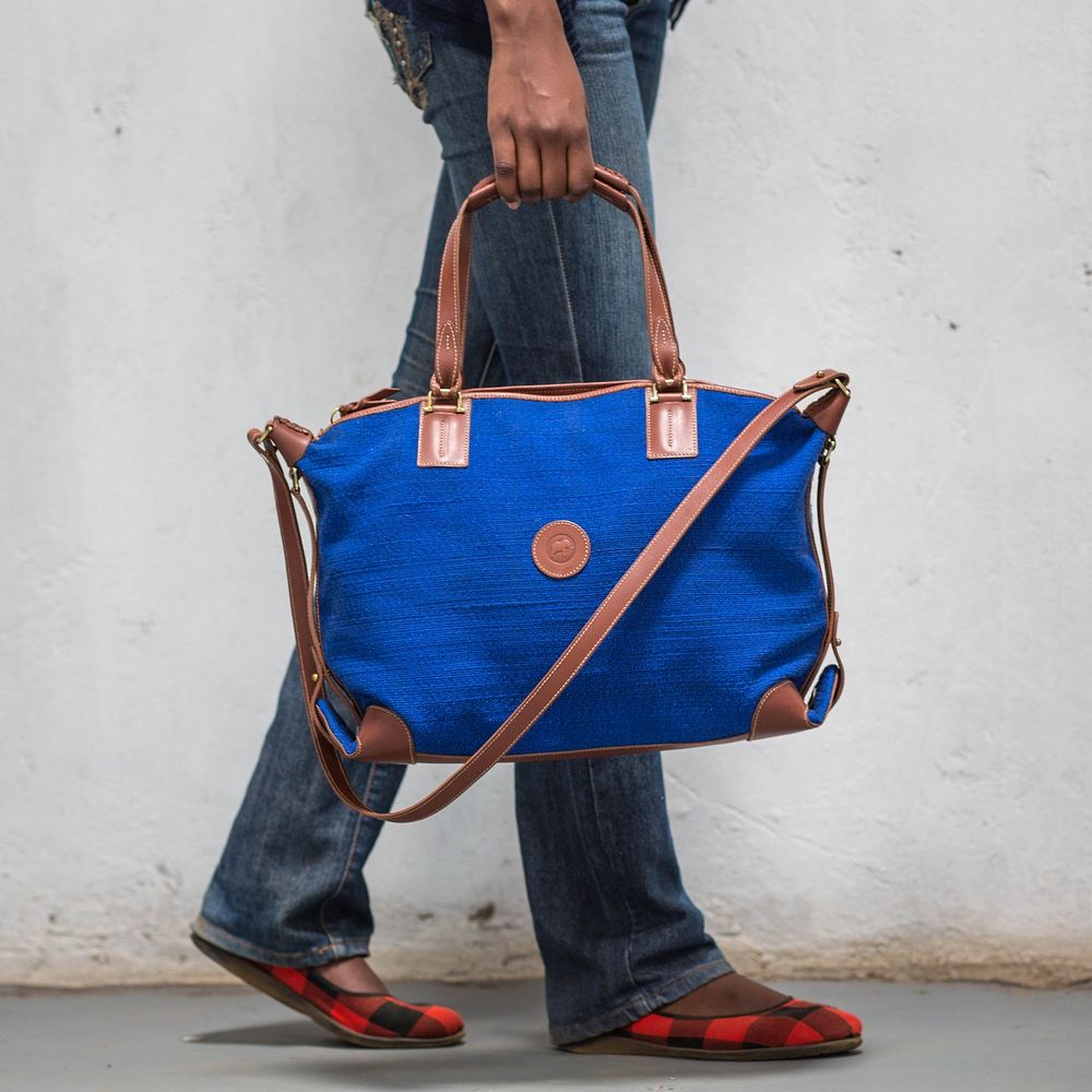 A handmade ladies leather handbag designed and made by the Luxury Leather Africa (LULEA) company inside the company's…