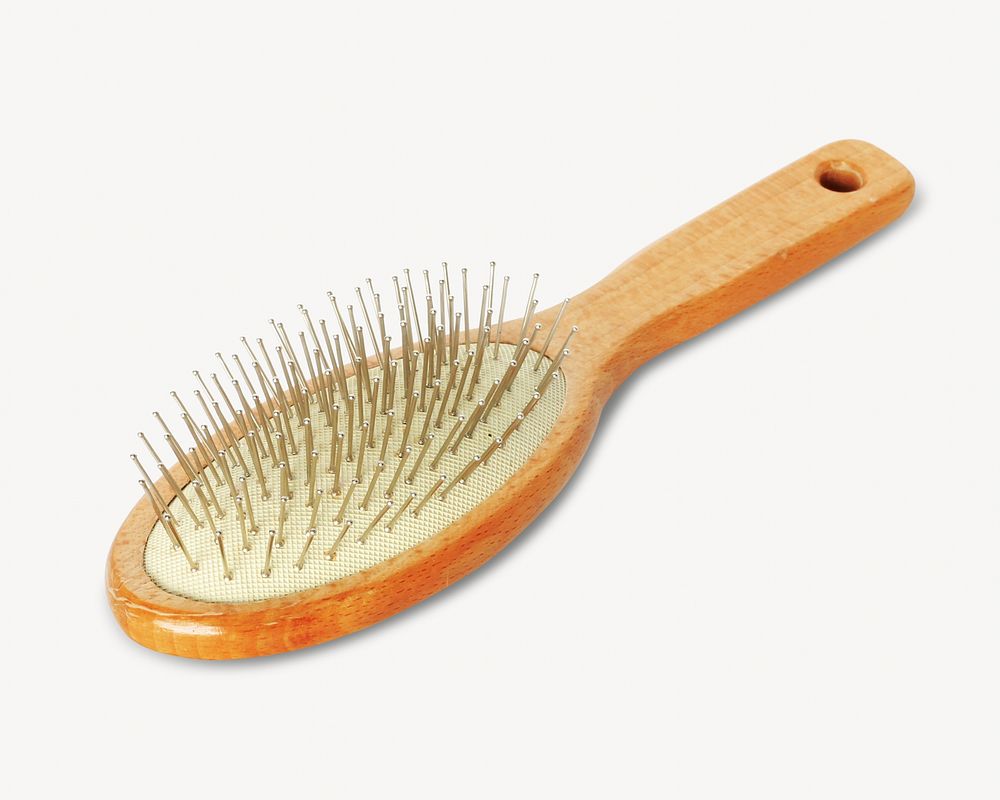 Wooden hair brush, isolated object