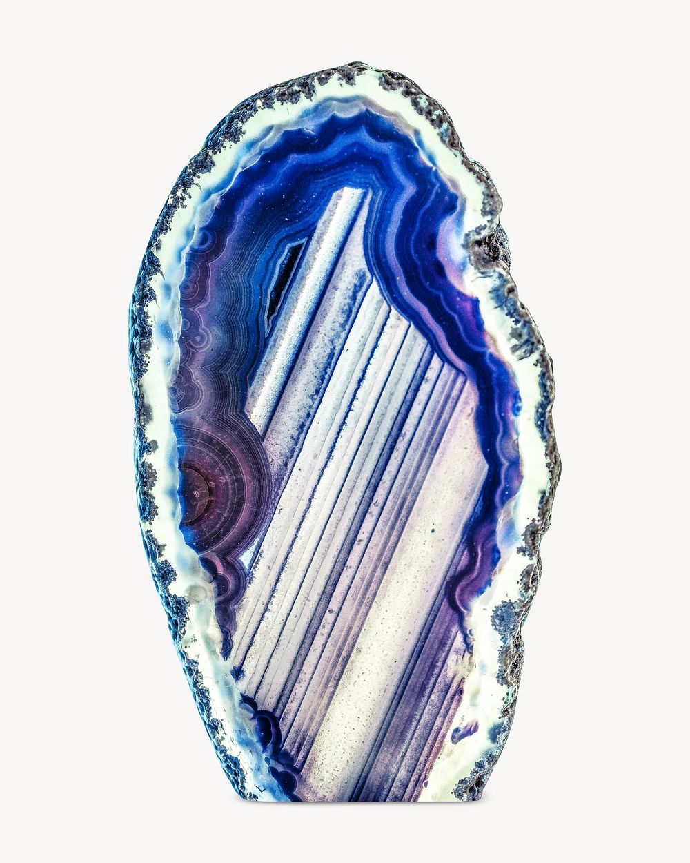 Blue geode, isolated object on white