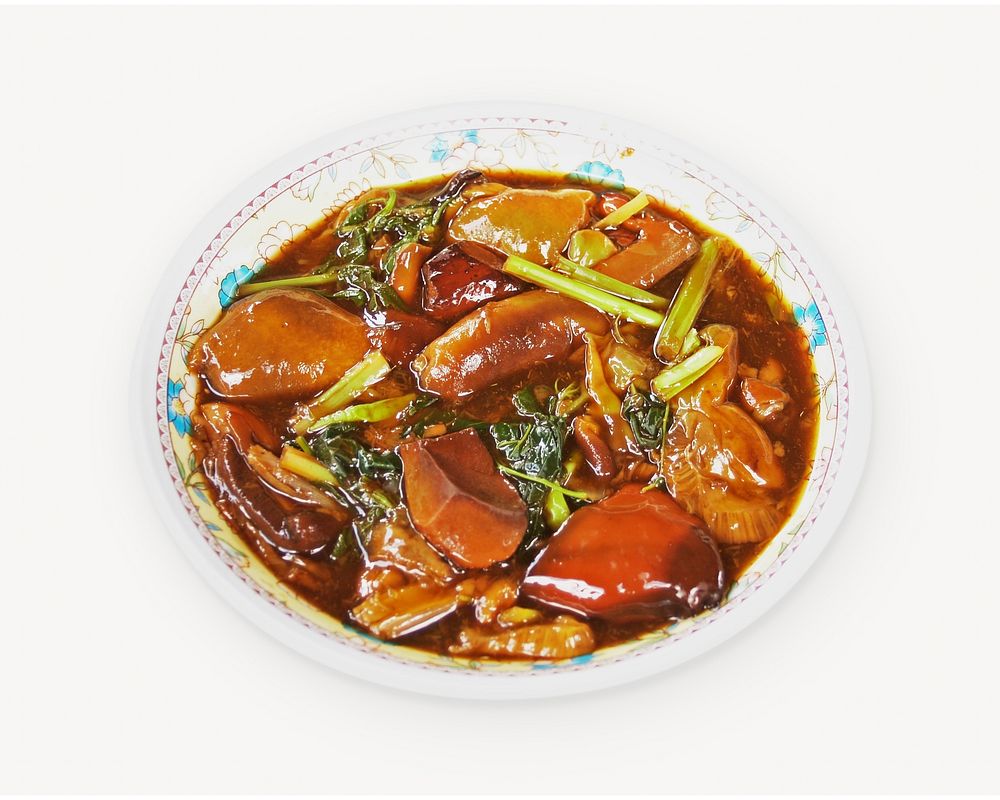 Meat stew image, food photo on white