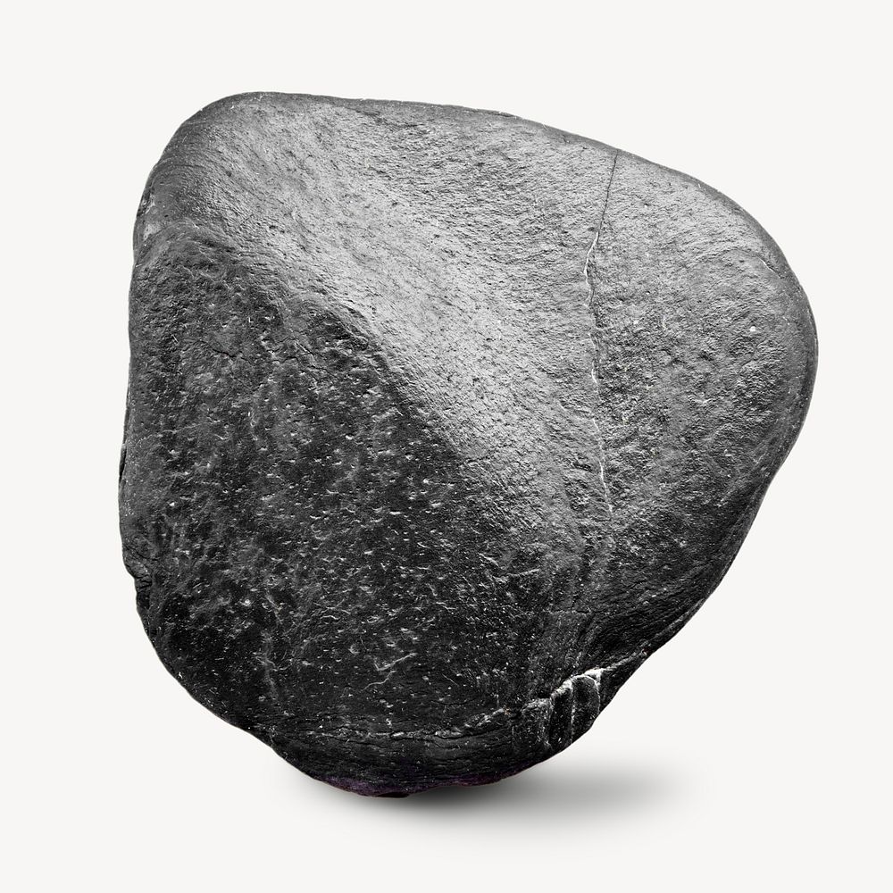 Black boulder, isolated object on white