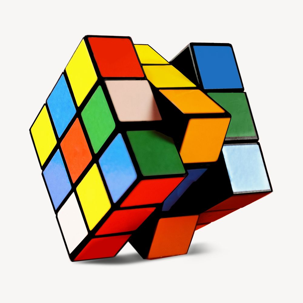 Puzzle cube, isolated object on white