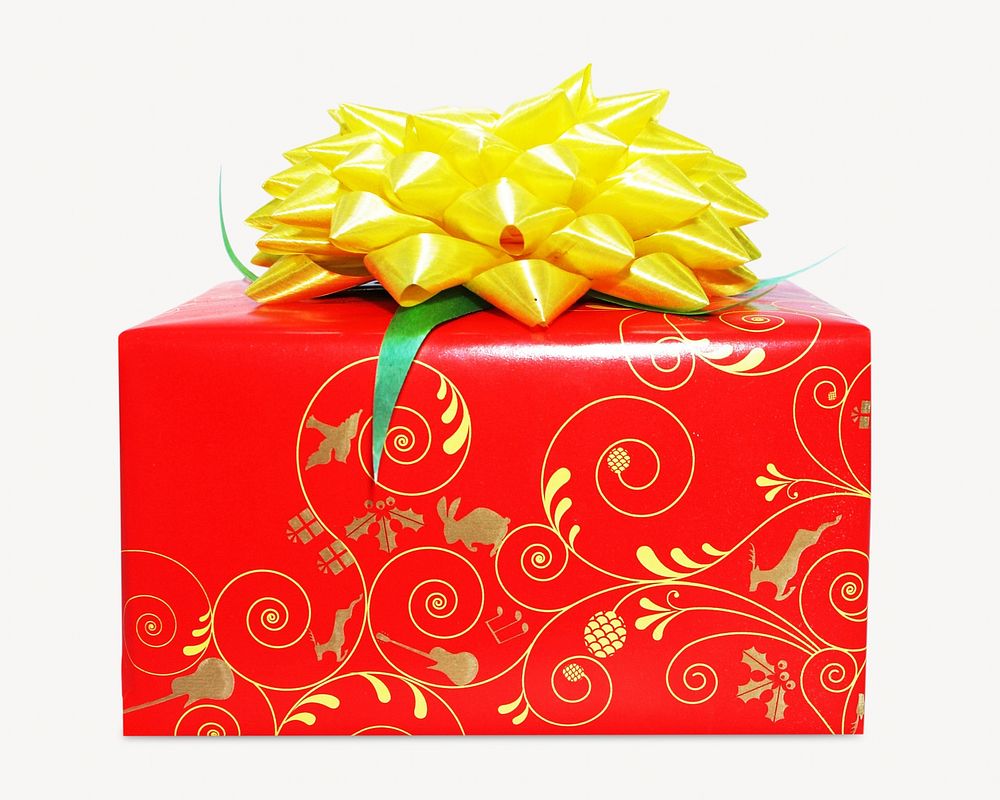 Present box, isolated object on white