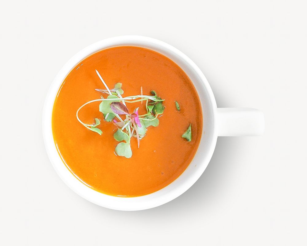 Soup image, food photo on white