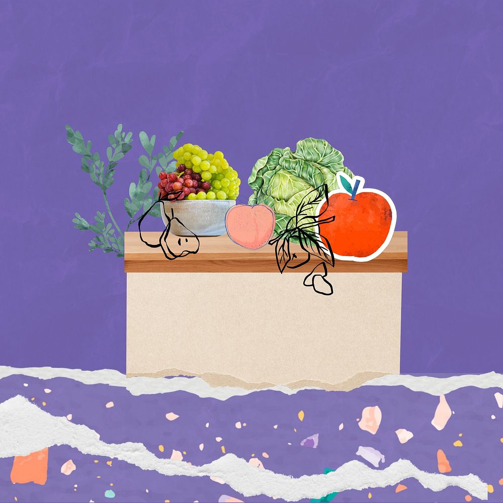 Healthy food ingredients, creative wellness collage